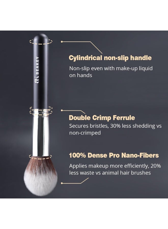 BEAKEY Diversity Makeup Brushes 12 Pcs Makeup Kit, Premium Synthetic Kabuki Foundation Face Powder Concealer Eyeshadow Blush Set, with 2 Pcs Blender Sponges (Black/Silver) - Image 2